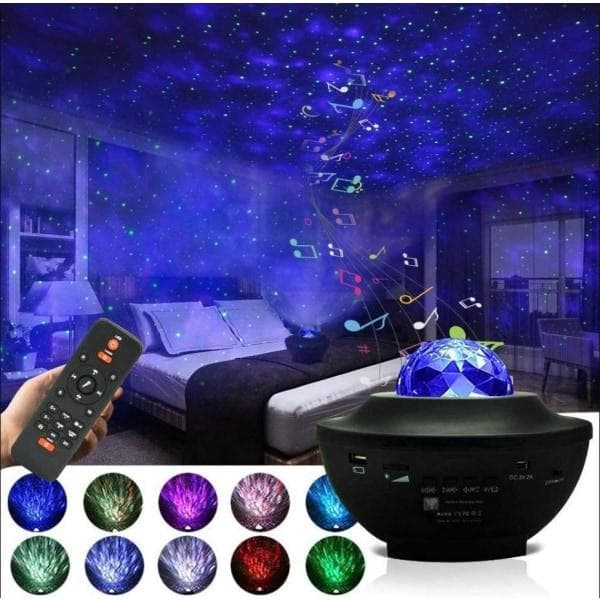 LED Galaxy Lys - Stjernelampe / Natlampe Stjerneprojektor Black Svart