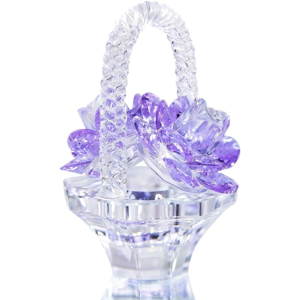 Crystal Rose Basket Crystal Samlarstaty prydnad purple