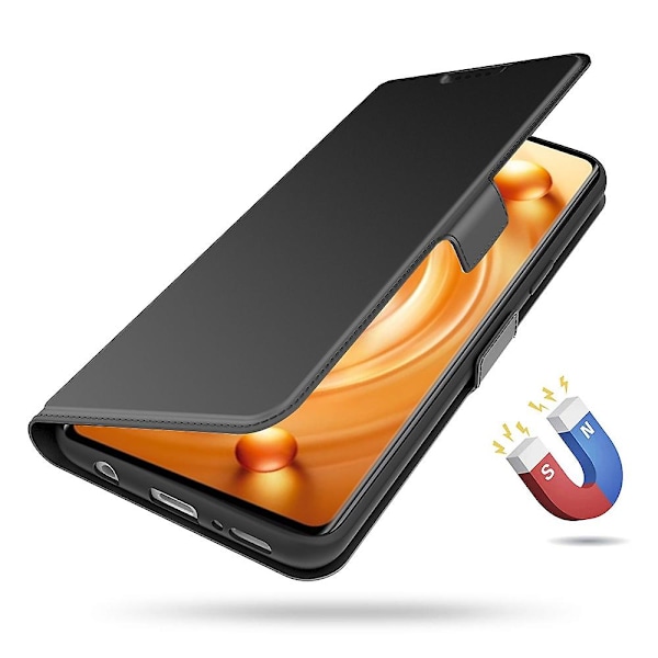 För ZTE nubia Neo 5G Magnetiskt Telefonfodral PU Läder Flip Cover Med Stativ, Kortficka Black