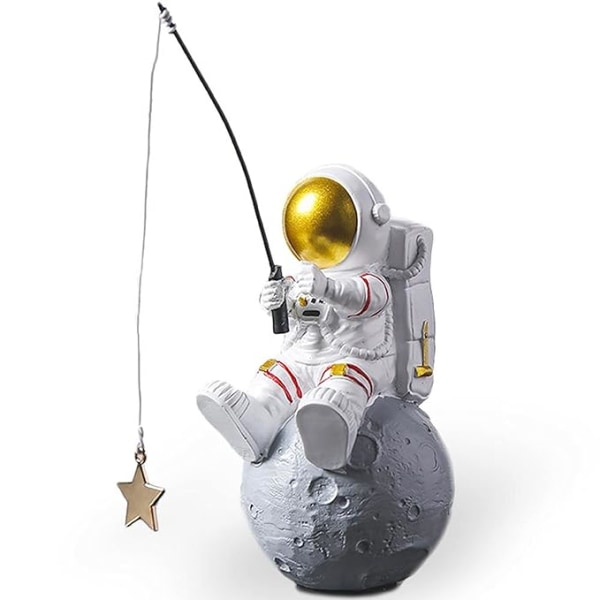 Astronaut staty, astronaut fiske figur skulptur skrivbordsdekoration