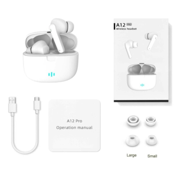 Helt Trådlösa Pro TWS Bluetooth Stereo In-Ear Hörlurar USB-C svart black