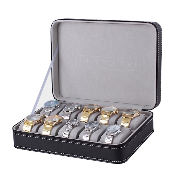 10 rum Watch Zipper Rejseboks Læder Display Til Taske Organizer Smykker Opbevaring