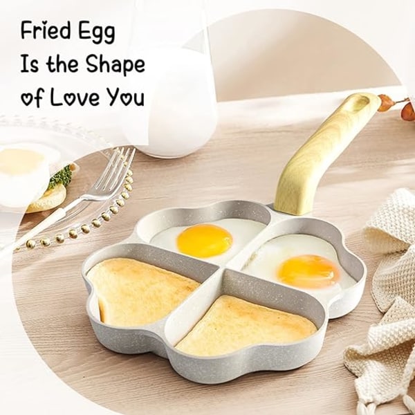 4-håls hjärtformad non-stick omelettpanna omelettpanna äggkokare pannkakspanna