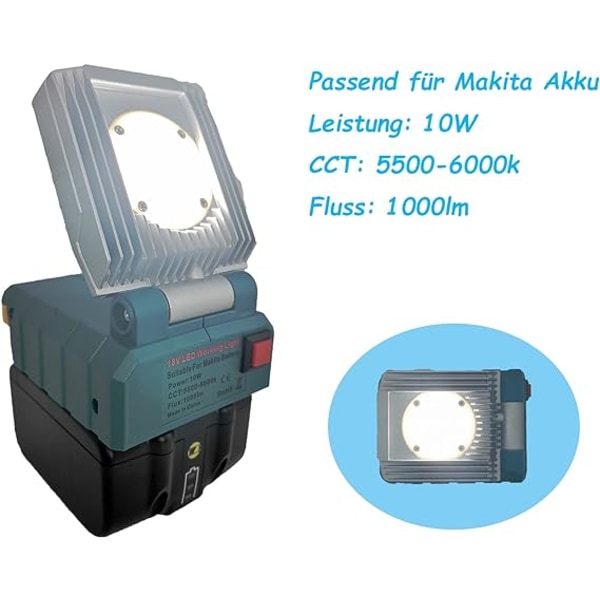 LED Work CBght för Makita 14V-18V batteri, 1000 Lumen FlashCBght