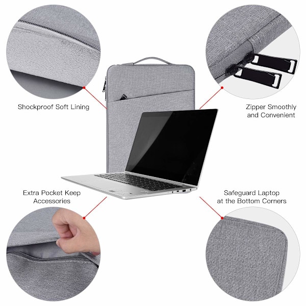Laptopveske 13.3 tommer canvas Grå Grå