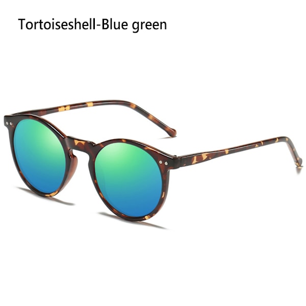 Unisex pyöreät polarisoidut aurinkolasit silmälasit aurinkolasit UV400 pyöreä kehys Tortoiseshell-Blue green