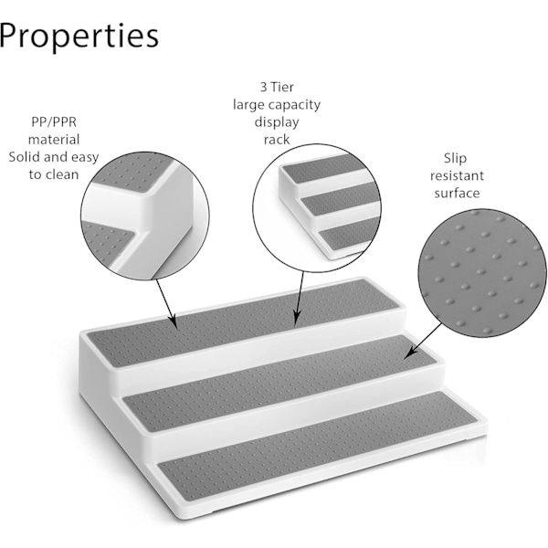 Kryddhylla Organiser Köksförvaring & Organisering - För skafferi, badrum, skåp, halkfri fristående - 3 våningar