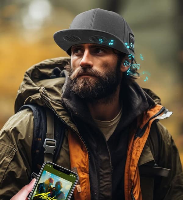 Hattu Bluetooth-kaiuttimilla Säädettävä Musiikkihattu Bluetooth-lippis Grey White