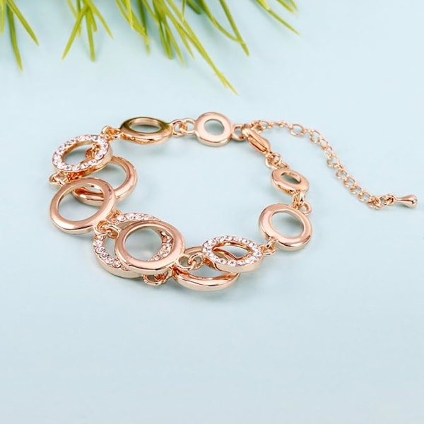 Ouran Armband med Ringkedja för Kvinnor, Guldpläterat Silverarmband för Flickor Rose Gold