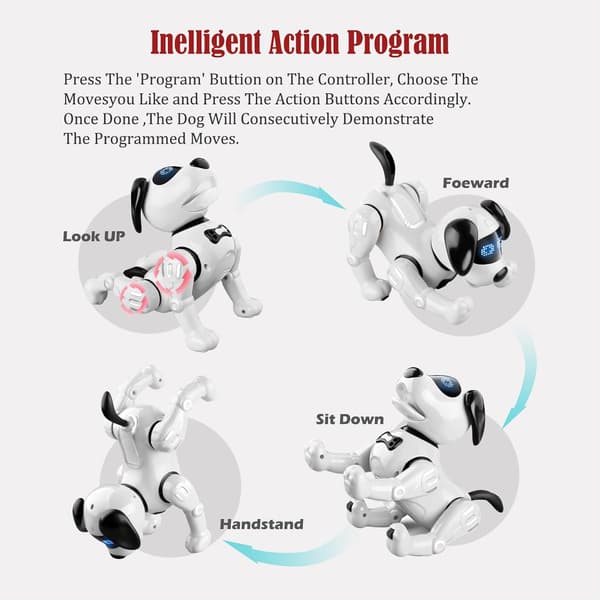 Fjärrstyrd Robot Hund Leksak, Smart Programmerbar Valp Leksak Robot