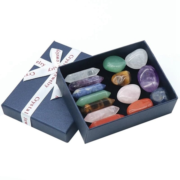 14 st/set Sten Kristall Ädelstenar Chakras Healing Sten Kvarts Mineraler Prydnader Healing Ädelstenar Heminredning