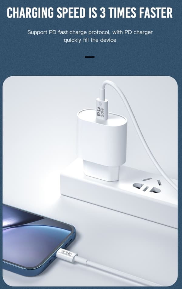 2M USB-C till Lightning Kabel 20W PD Snabbladdning för iPhone Vit Vit