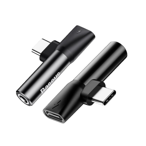 Baseus USB-C - 3,5 mm / USB-C -äänisovitin Samsung/Andriod Black