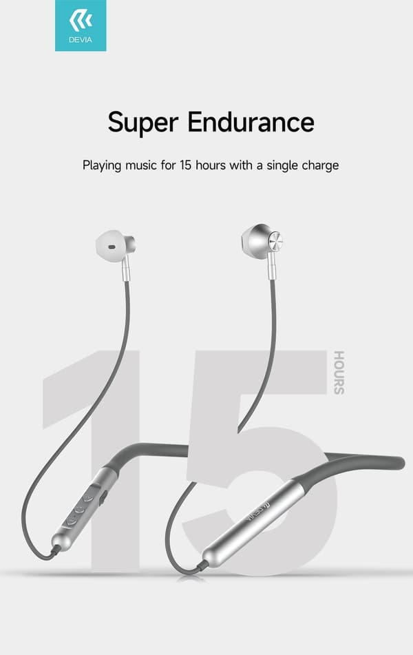 Bluetooth Smart Trådlös Handsfree Magnetic Neckband Devia Titanium grey
