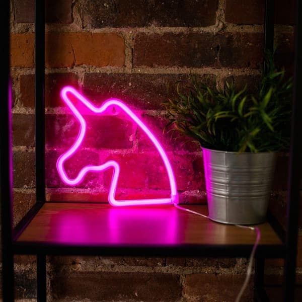 Neon LED UNICORN Batteri + USB Forever Light Rosa Pink