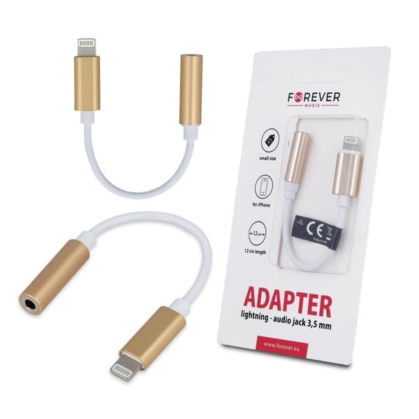 Lightning till 3,5 mm Aux Audio Jack Adapter, iPhone - Guld Gold