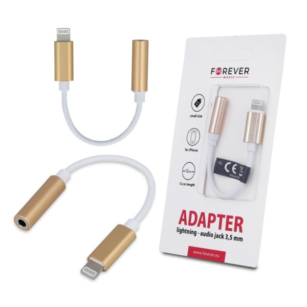 Lightning till 3,5 mm Aux Audio Jack Adapter, iPhone - Guld Guld