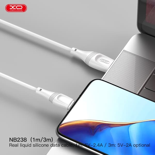 3m USB-C snabb Laddningskabel, Samsung, Android, iPhone White