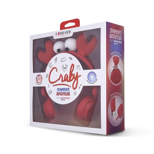 Forever Craby Kvalitetsljud Hörlurar för barn Red