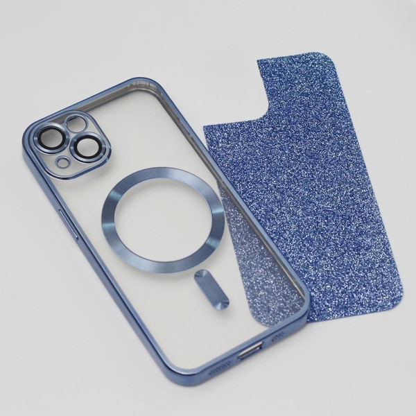 iPhone 14 PRO Max - Magasafe 2in1 Glitter/Transparent Chrome Cover Blue