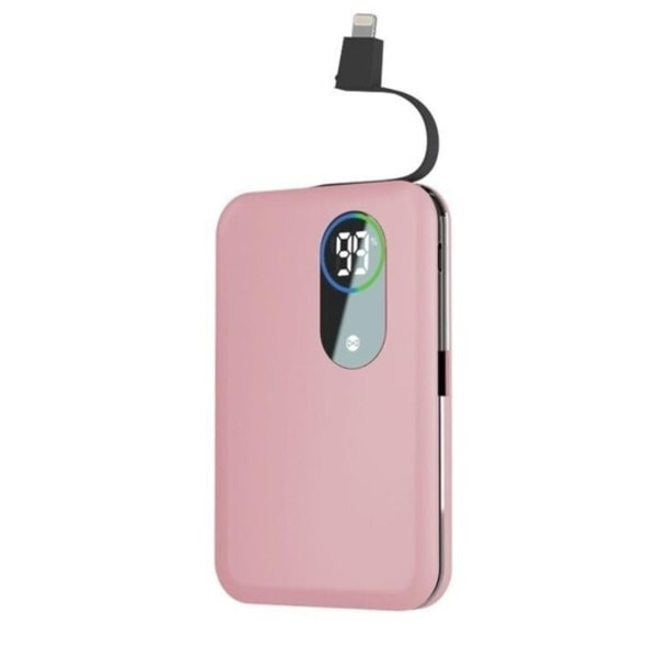 Fore Core Powerbank 5000Mah Hurtigopladning med Lightning-kabel Pink