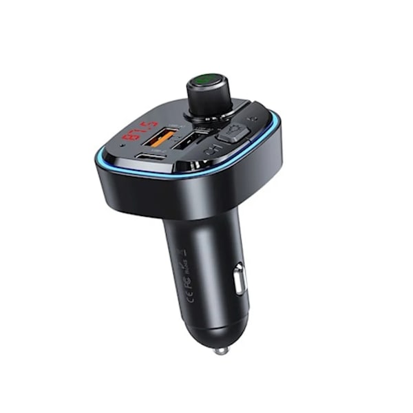 Bluetooth FM-sändare + USB-C / USB-A Billaddare 3.1A - Svart Black