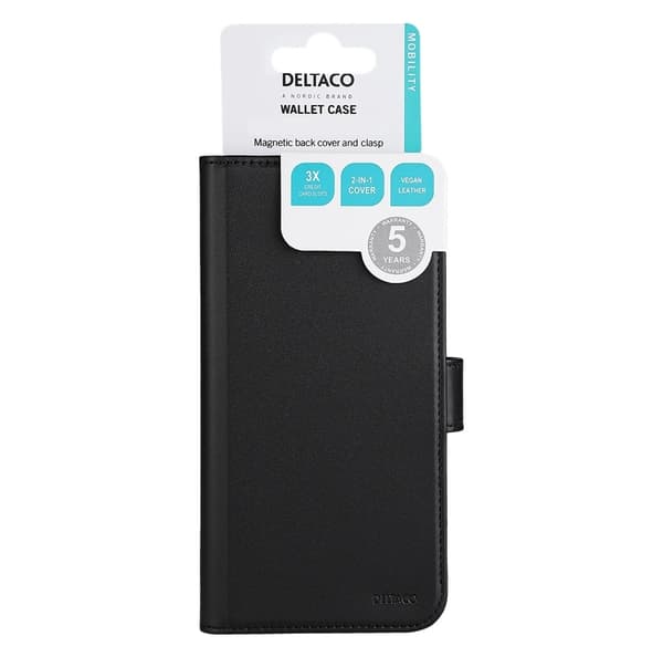 iPhone 14 Pro - DELTACO Ekoläder 2-i-1 Löstagbart Plånboksfodral, MagSafe-kompatibelt Black