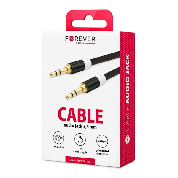 AUX lydkabel med 3,5 mm stik FOREVER - 1m Black