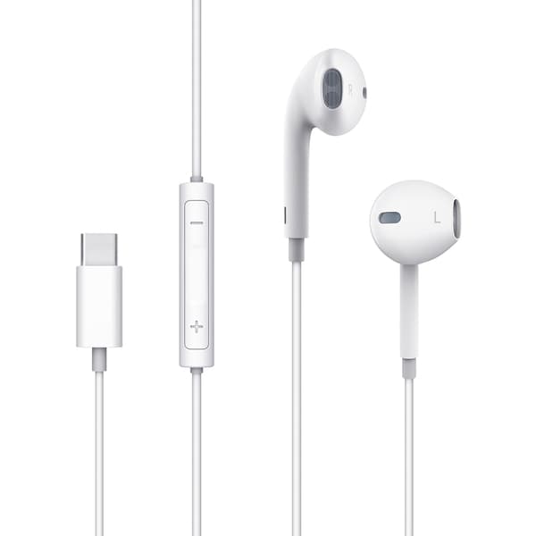 USB-C hörlurar för Samsung, iPhone och Mobil med USB-C Kontakt Vit