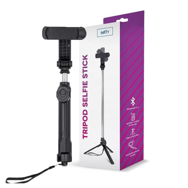 Tripod Selfiepinne / Mobilstativ med Bluetooth Fjärrkontroll Black