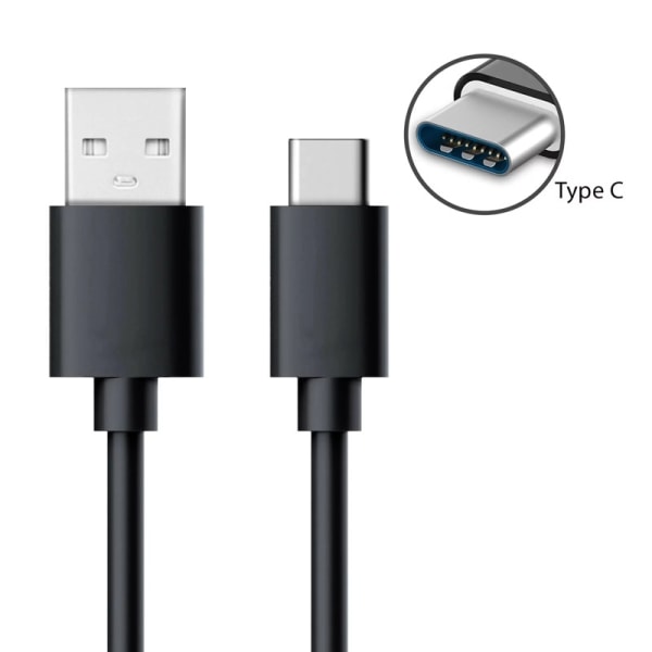3 m USB-C 2,1 ampeerin latauskaapeli, Samsung, Android Black