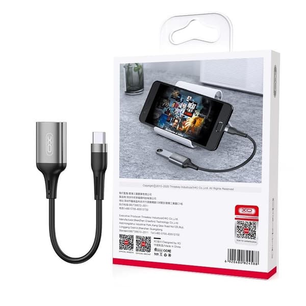 OTG-adapter USB-C till USB, laddning och dataöverföring Black
