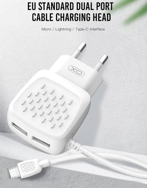 iPhone 2,1Amp 2XUSB Snabbladdning Väggladdare  + Lightning Kabel White