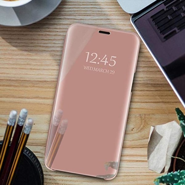 Huawei P40 Lite - Smart Clear View Taske - Pink Pink