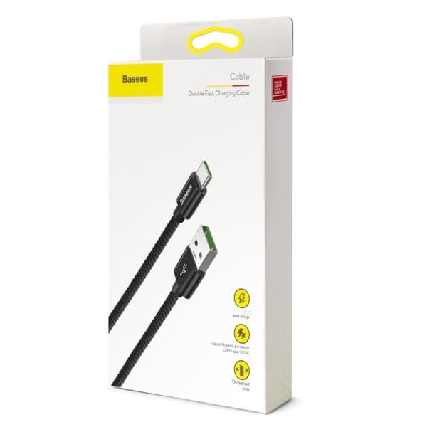 Baseus USB-C 3Amp X-Shaped Laddningskabel - 100cm Svart