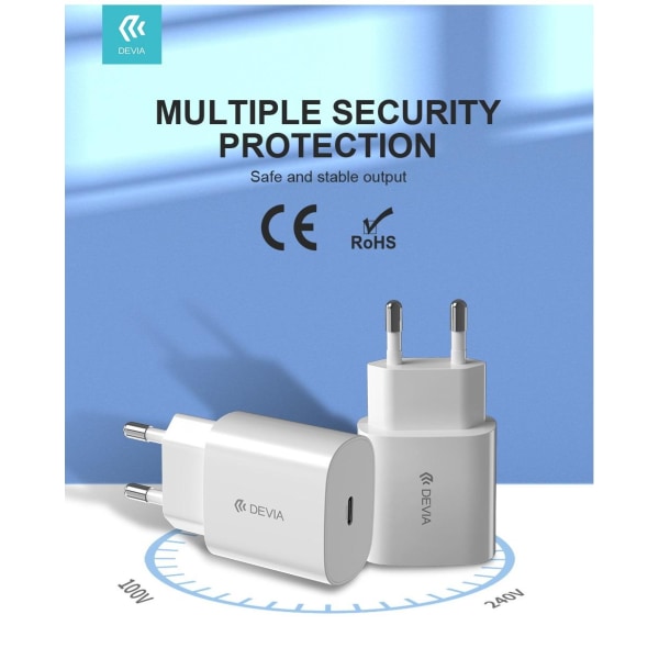 Snabbladdare för iPhone / Samsung 20W PD USB-C Väggladdare White