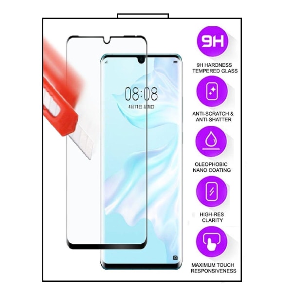 Samsung Galaxy A41 - 5D helskärm Härdat Glas - Svart Ram Transparent