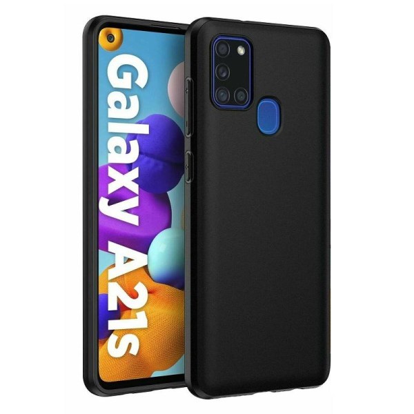 Samsung Galaxy A21s - Matt TPU blødt cover - Sort Black