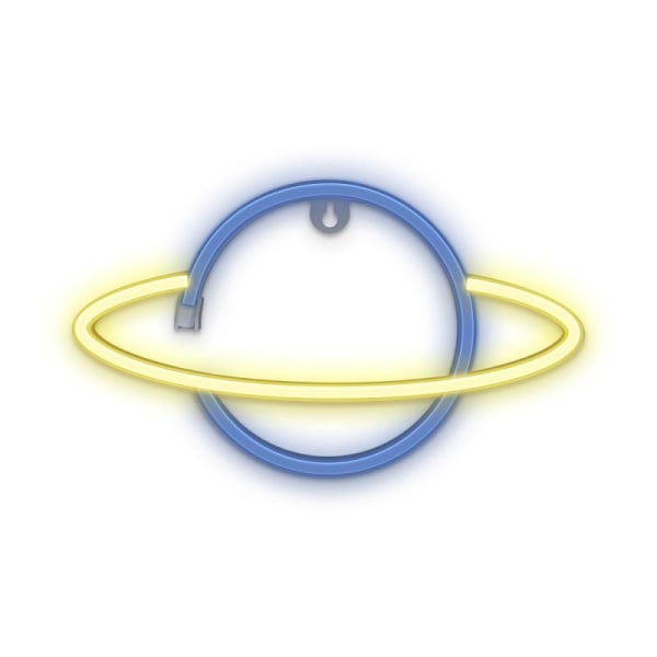 Neon LED Saturn batteri + USB Forever Lyseblå/gul Multicolor