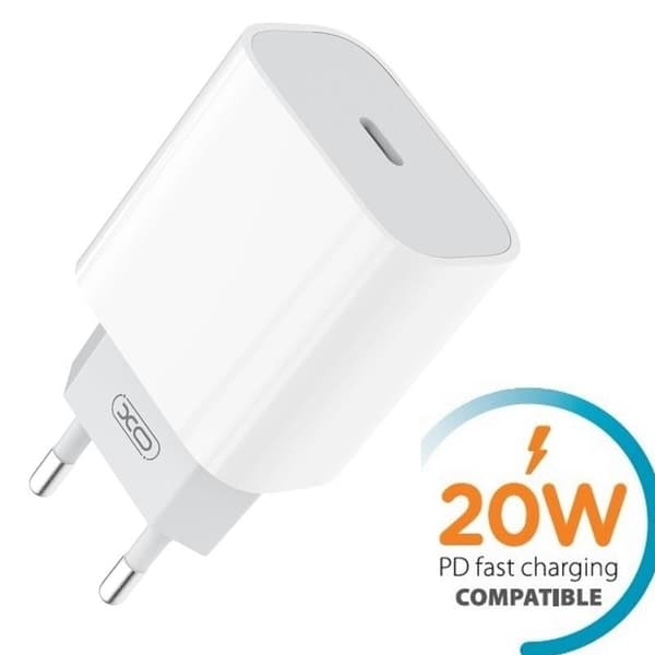 Laddare USB-C kompatibel iPhone 15/16/17/18 Samsung strömadapter 20W White