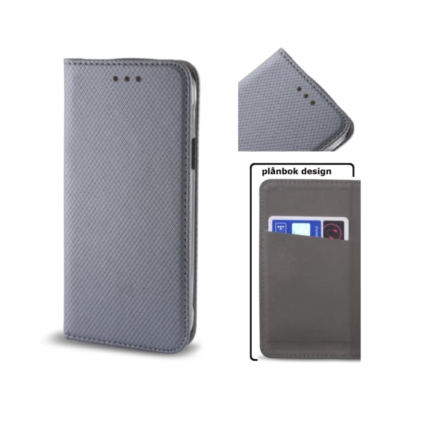 Huawei P10 Plus - Smart Magnet Case, Flip Case Mobiililompakko Silver grey
