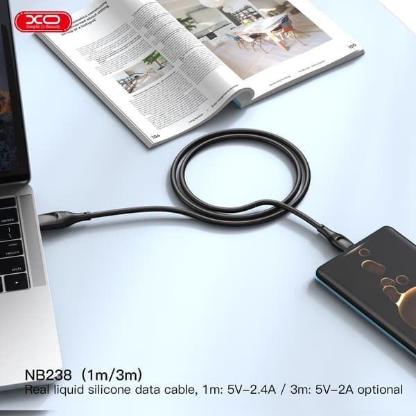 3m USB-C snabb Laddningskabel, Samsung, Android, iPhone White