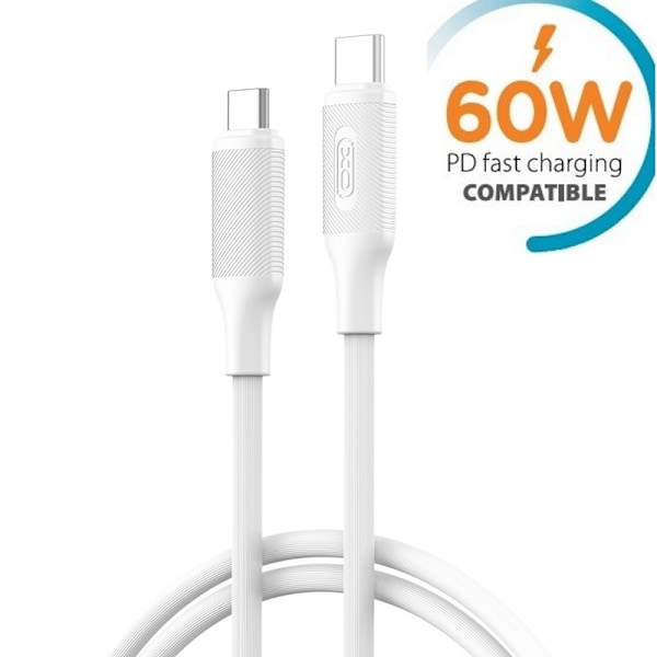 60W USB-C till USB-C PD Snabbladdning kabel Samsung, iPhone 15/16 White