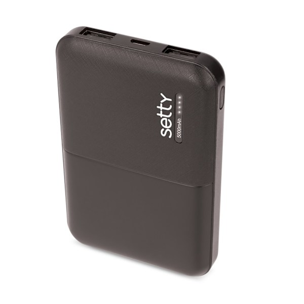 Setty 5000mAh Powerbank til mobiltelefoner og tablets Black