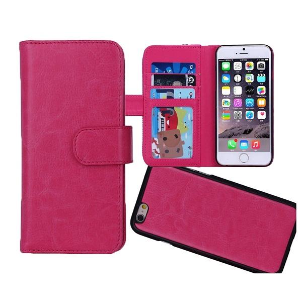 iPhone 6 Plus / 6s Plus Mobile lompakko irrotettava Takakuori - Pinkki Pink
