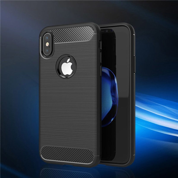 iPhone X / XS - Flexibel Carbon Mjuk TPU Skal - Svart Svart