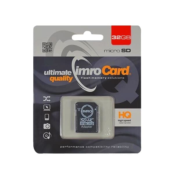 32GB microSDHC Klass-10 UHS-1 Minneskort  + Adapter Black
