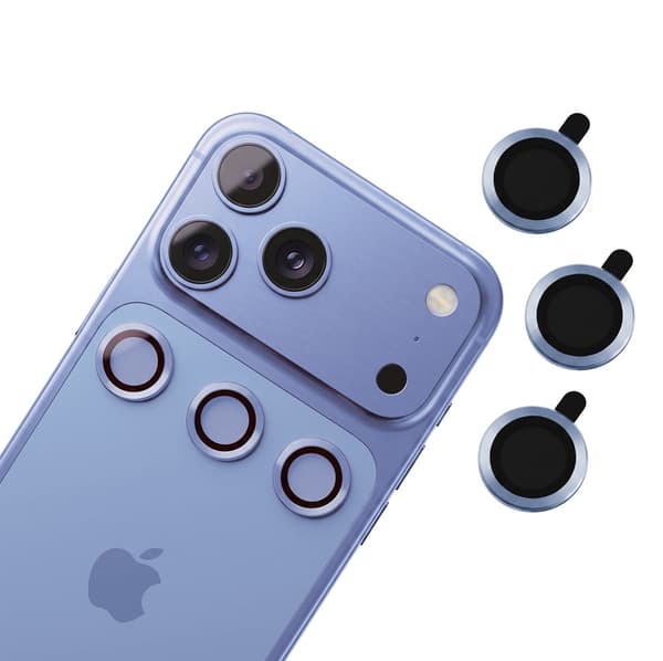 [3-Pack] iPhone 18 Pro – Kameralinsskydd Härdat Glas 9H – Sky Blue Blå