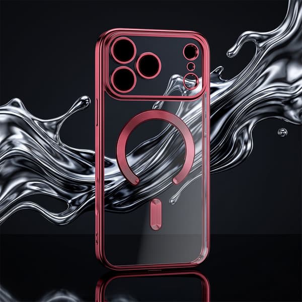 iPhone 18 Pro / iPhone 17 Pro - MagSafe-kompatibelt Chrome Skal - Dark Cherry Transparent