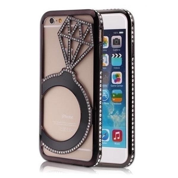 iPhone 6 / 6S - Fancy Skal Bakstycket smycke på baksidan - Svart Svart